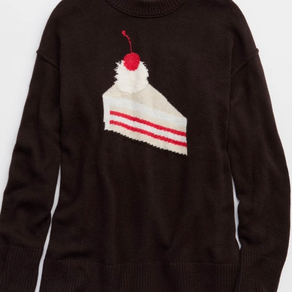 Aerie Charcoal Sweater with Red Accent M - Picture 3 of 8